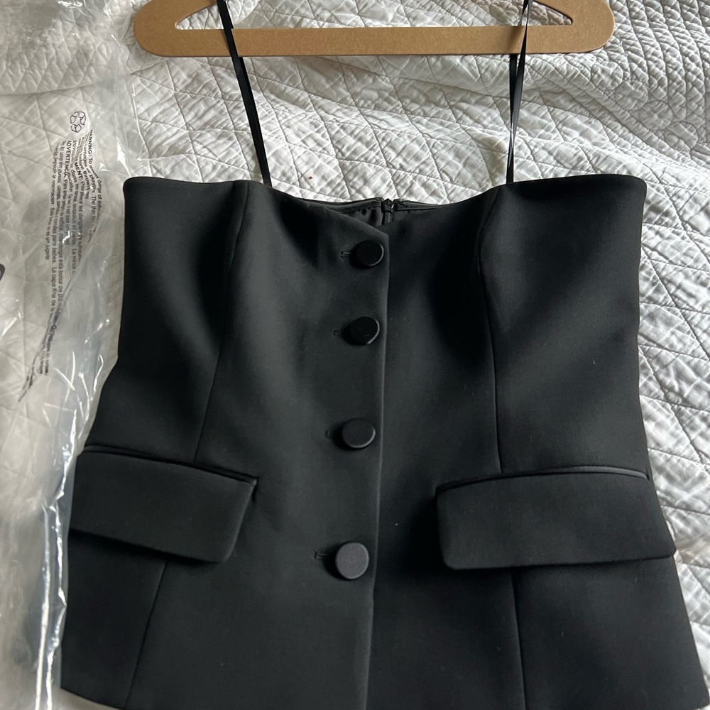 NWT Veronica Beard Black Arlette Bustier Top